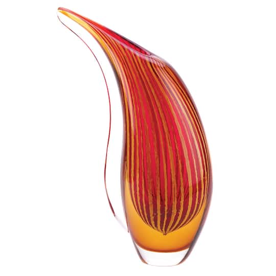 12" Crimson Sunset Art Glass Vase